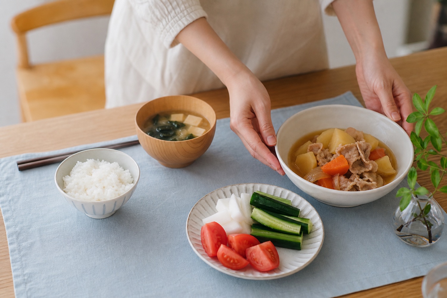 一から作らずに用意した気軽な夕食