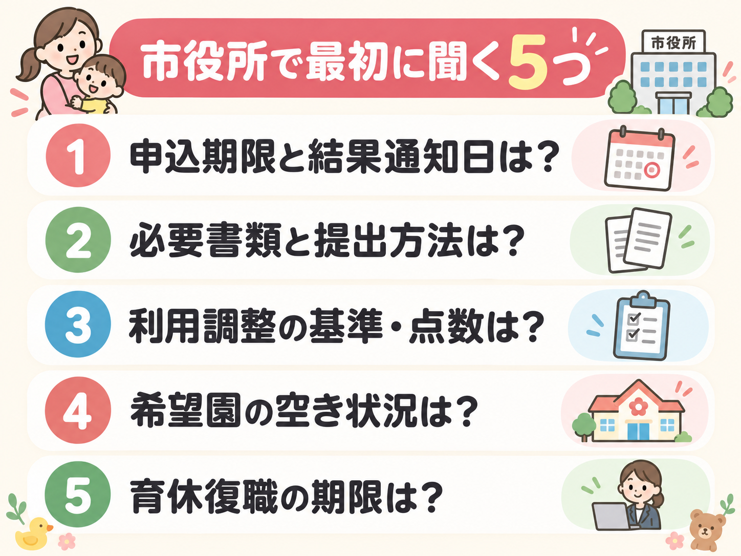 保活で市役所に最初に聞く5つの質問