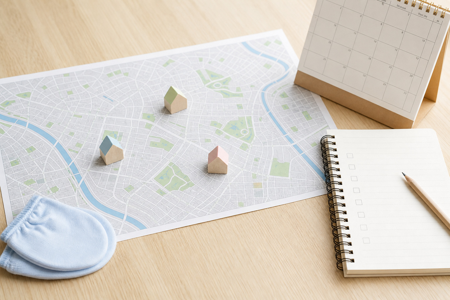 地図と候補園を整理する保活の準備