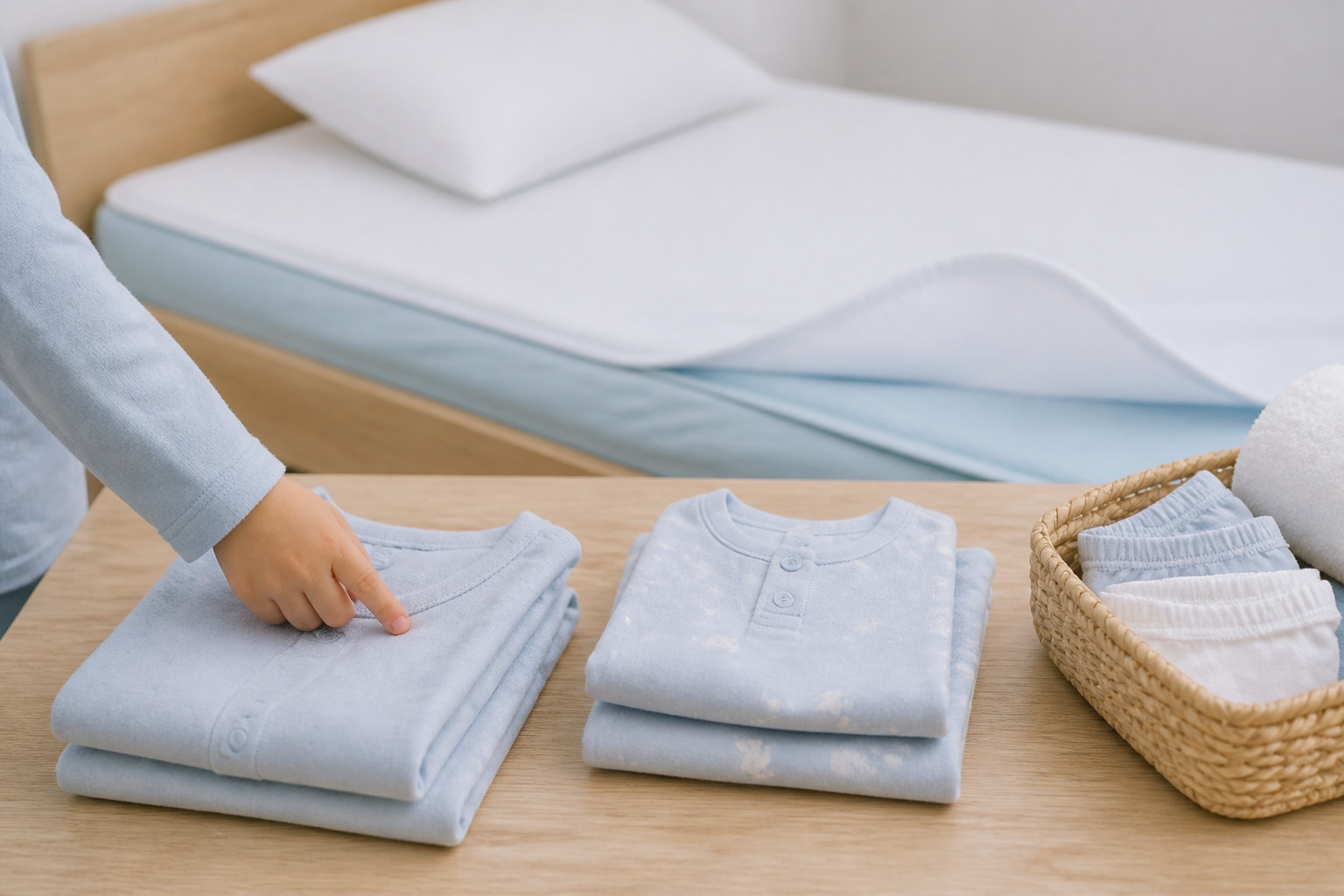 パンツで寝る日に用意した着替えと防水寝具
