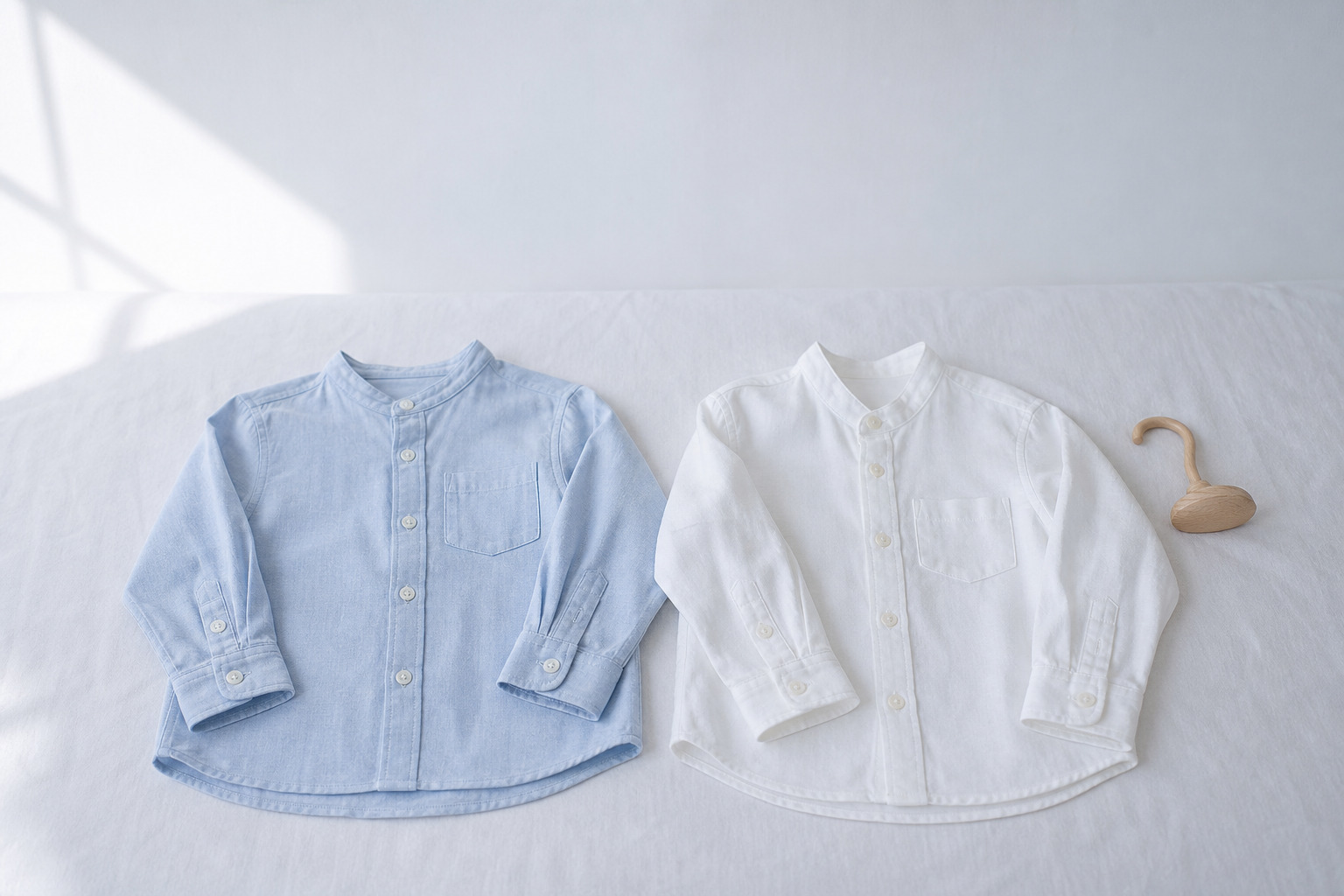 青と白の子ども服を二つ並べた選択肢のイメージ